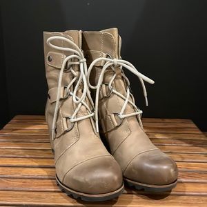 SOREL Lace-Up Wedge Booties